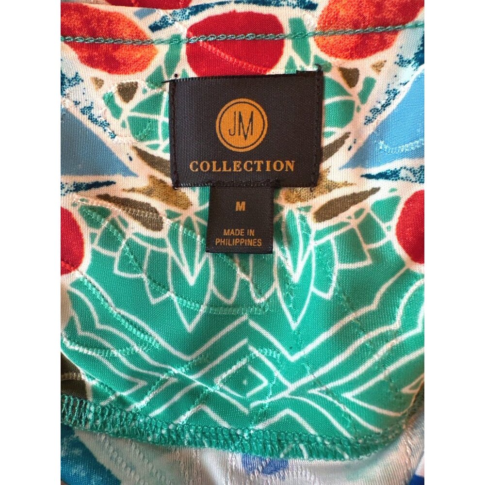 JM Collection Womens Multicolor Floral Print Top Medium - Picture 4 of 7